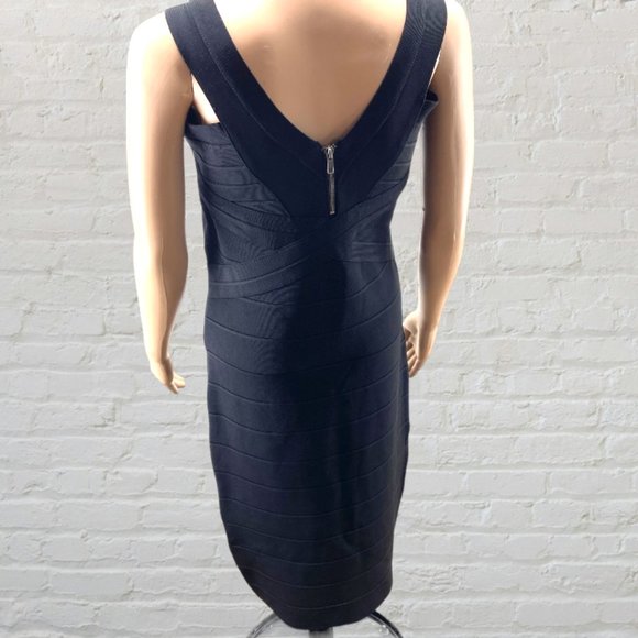 VENUS -- Bandage Dress, Black, Shoulder Straps, Zip Back, Knee Length, Stretchy - Picture 6 of 16